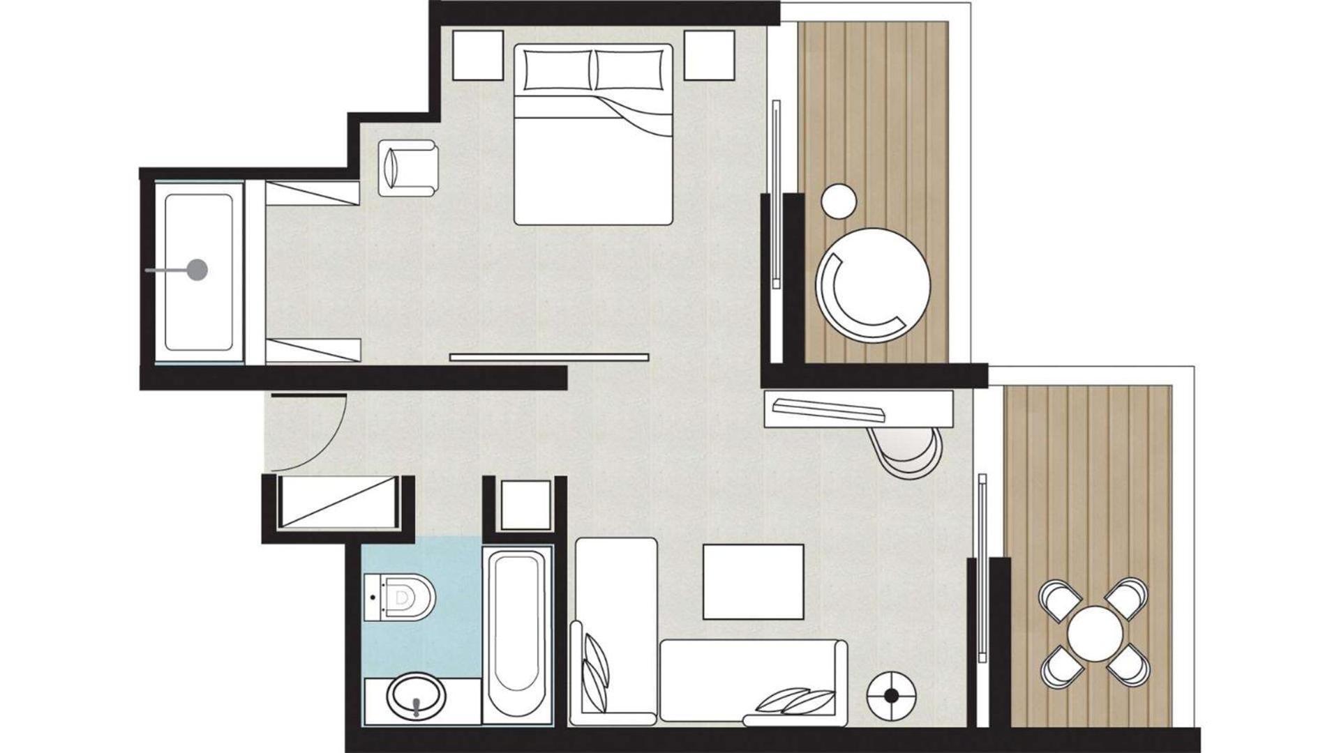 Weißes Familienzimmer mit Meerblick