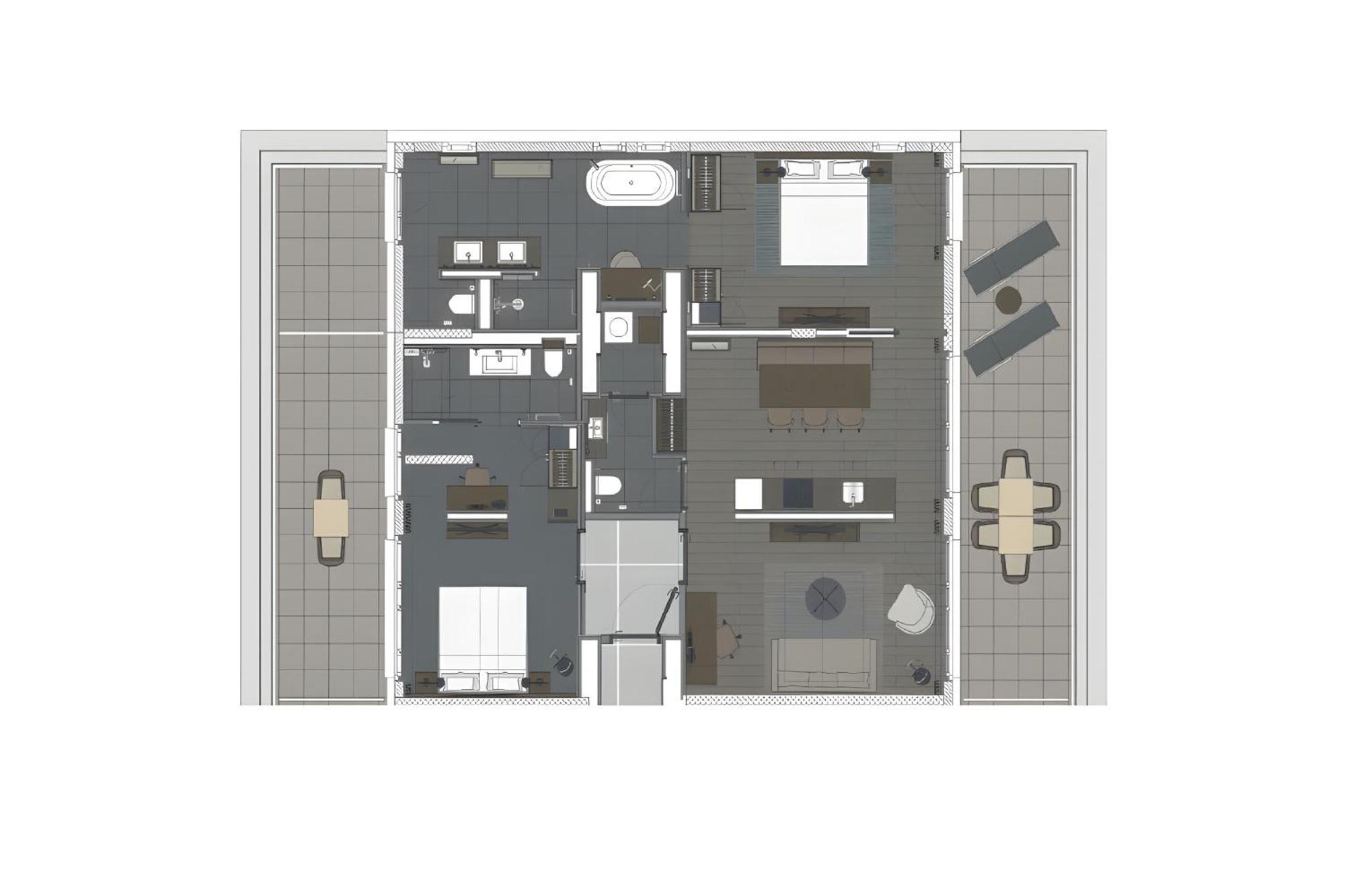Two-Bedroom Rooftop Suite kitchen