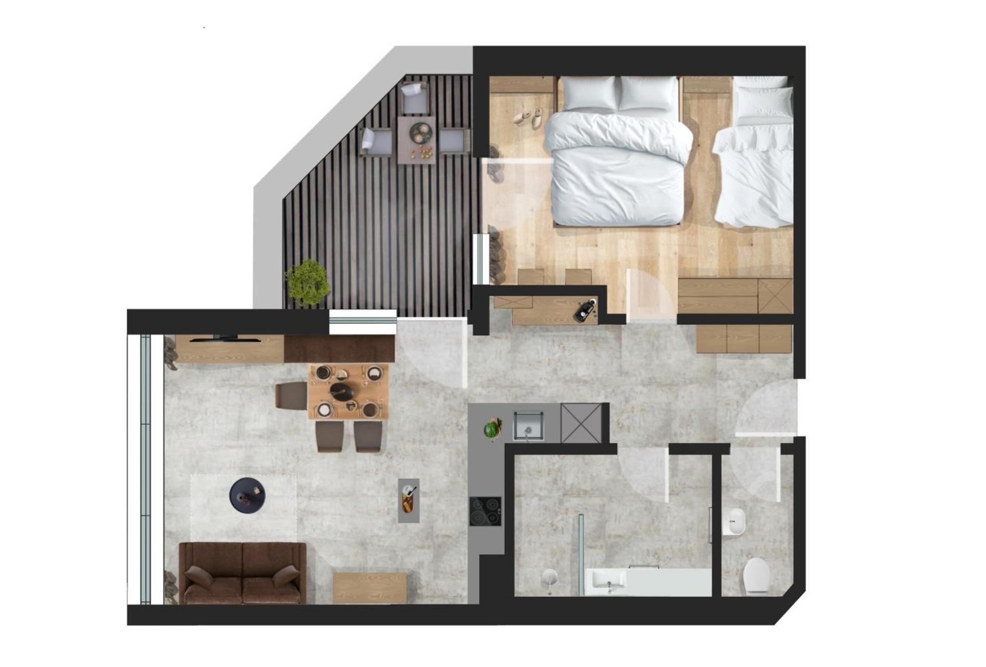 One-Bedroom Apartment Terrace