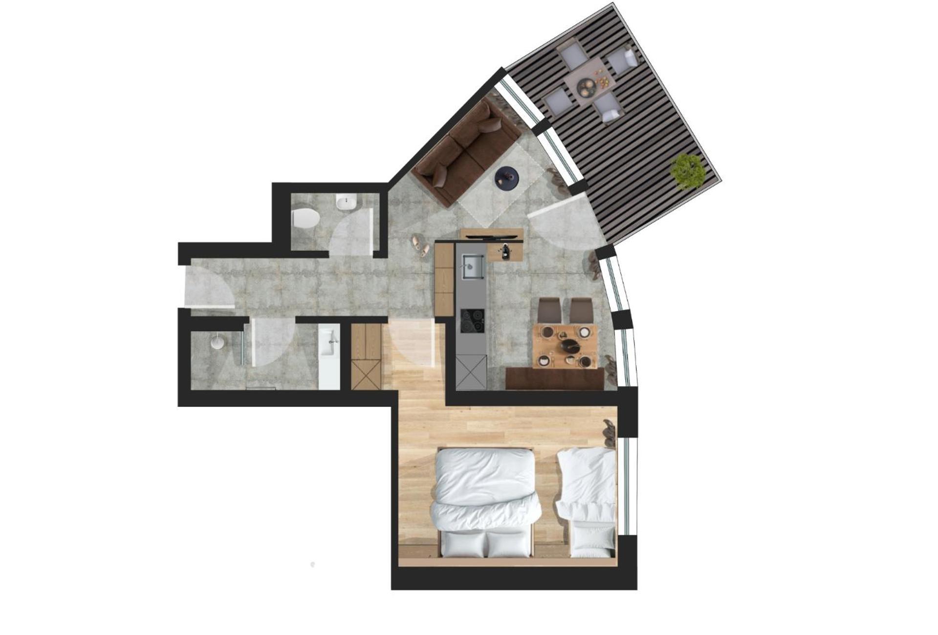 One-Bedroom Apartment Garden View