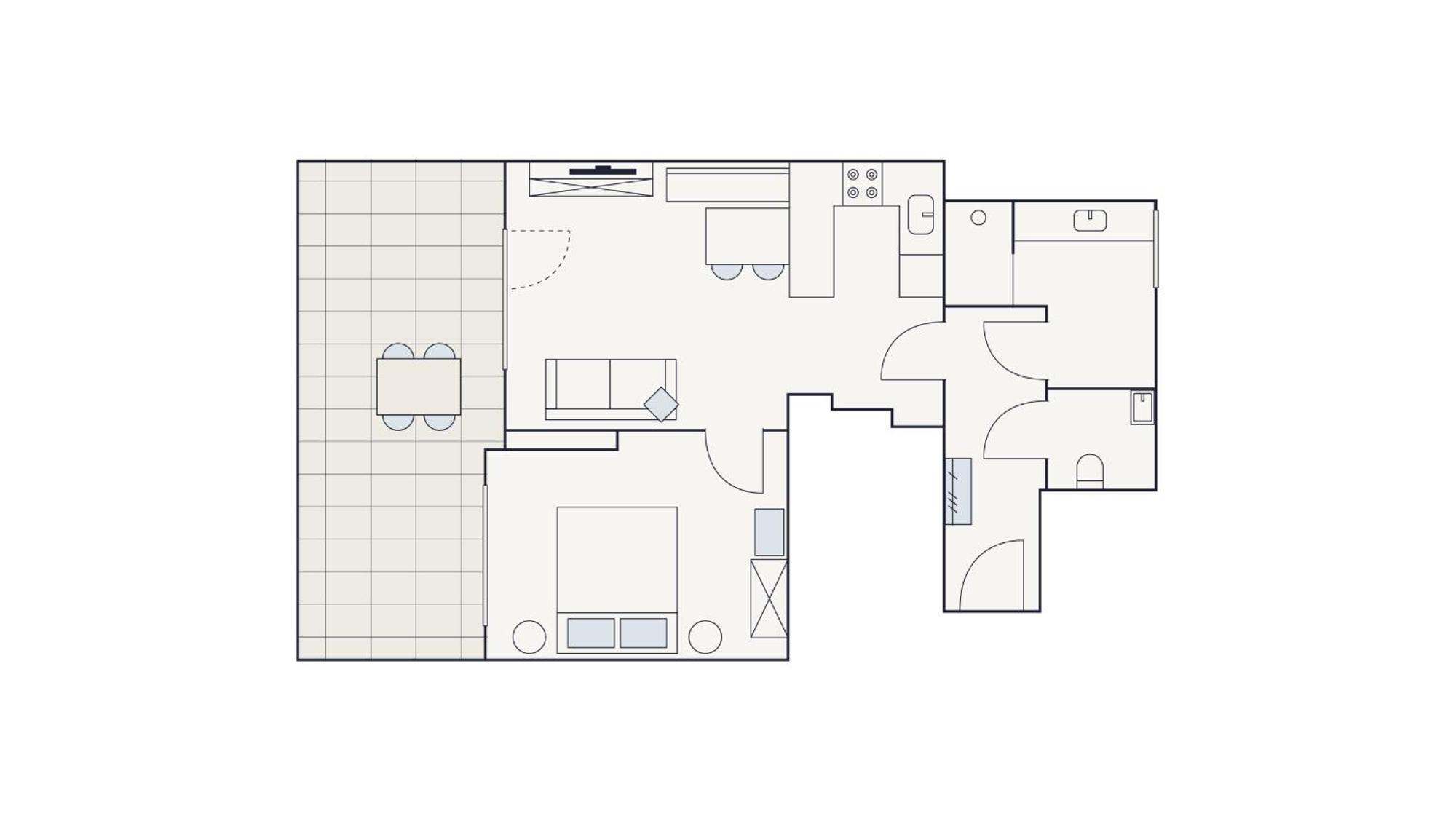 One Bedroom Apartment Terrace & Air Condition