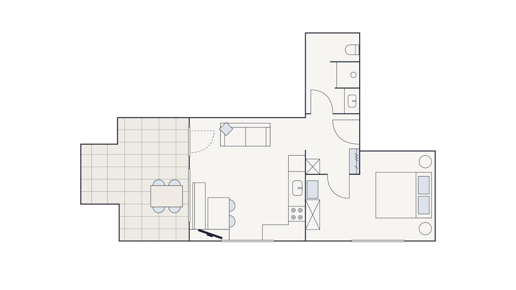 One Bedroom Apartment Terrace & Air Condition